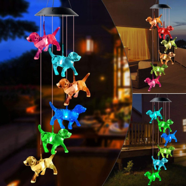 Cartoon Animal Solar Wind Chimes Color Changing Solar Mobile Waterproof LED Lights