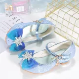 Kids Girl Glitter Bow Tie Snowflake Princess High Heel Dress Shoes