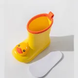 Toddlers Kids 3D Yellow Duck Flat Waterproof Non Slip Rain Boots