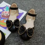 Kids Girl Bow Tie Closed-Toe Flat Princess Dress Shoes