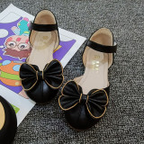 Kids Girl Bow Tie Closed-Toe Flat Princess Dress Shoes