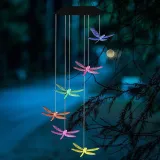 Dragonfly Solar Wind Chimes Color Changing Solar Mobile Waterproof LED Lights