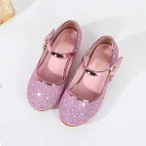 Kids Girl Fashion Catwalk Sequins Shining Princess High Heel Dress Shoes