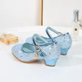 Kids Girl Fashion Catwalk Sequins Shining Princess High Heel Dress Shoes