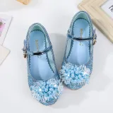 Kids Girl Glitter Crystal Pearls Jewelry High Heel Princess Dress Shoes