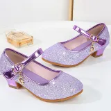 Kids Girl Fashion Catwalk Sequins Shining Princess High Heel Dress Shoes