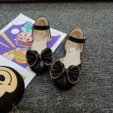 Kids Girl Bow Tie Closed-Toe Flat Princess Dress Shoes