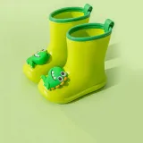Toddlers Kids 3D Green Dinosaur Flat Waterproof Non Slip Rain Boots