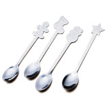 4 Pieces Silverware Star Snowman Socks Smooth Edge Stainless Steel Tableware Spoons