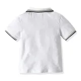 4PCS Boys Outfit Ploll Short Sleeve Shirts and Suspender Shorts Dress Up