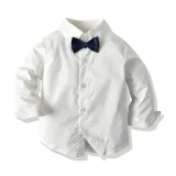 3PCS Boys Blue Plaids Outfit Long Sleeve Shirt Suit Vest and Pants Dress Up