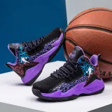 Boy Mesh Breathable Lace-up Sports Basketball Sneakers Shoes