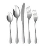 5 Pieces Silverware Set Smooth Edge Stainless Steel Tableware Includes Dinner Forks Knives Spoons
