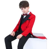 5PCS Boys Tuxedo Outfit White Shirts Suit Vest and Pants with Tie