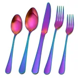 5 Pieces Silverware Sanding Set Smooth Edge Stainless Steel Tableware Includes Dinner Forks Knives Spoons