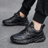 Toddler Kids Leather Velcro Pure Color Sneakers Shoes