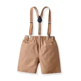 4PCS Boys Outfit Cartoon Crab Shirt and Khaki Shorts Dress Up