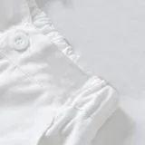 4PCS Boys Outfit Red Short Sleeve Shirts and White Suspender Shorts Dress Up