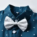 4PCS Boys Outfit Polka Dots Short Sleeve Shirt and Suspender Shorts Dress Up