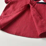 4PCS Boys Outfit Red Short Sleeve Shirts and White Suspender Shorts Dress Up