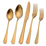 5 Pieces Silverware Sanding Set Smooth Edge Stainless Steel Tableware Includes Dinner Forks Knives Spoons