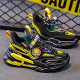 Boy Leather Armored Velcro Casual Running Sneakers Shoes