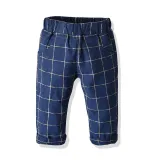 3PCS Boys Blue Plaids Outfit Long Sleeve Shirt Suit Vest and Pants Dress Up