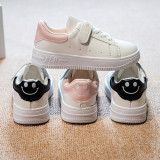 Toddler Kids Leather Velcro Smiling Face Board Shoes Sneakers Shoes