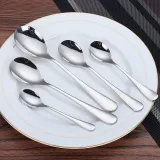 5 Pieces Spoon Silverware Set Smooth Edge Stainless Steel TablewareIce Cream Ice Cream Soup Flavored Coffee Eating Spoon