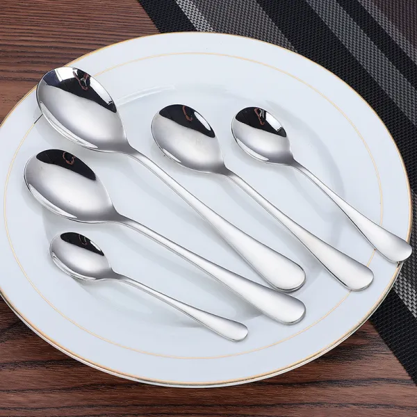 5 Pieces Spoon Silverware Set Smooth Edge Stainless Steel TablewareIce Cream Ice Cream Soup Flavored Coffee Eating Spoon