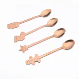 4 Pieces Silverware Star Snowman Socks Smooth Edge Stainless Steel Tableware Spoons