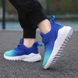 Toddler Kids Leather Breathable Velcro Gradient Sneakers Shoes