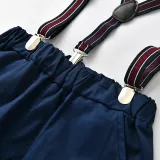 4PCS Boys Outfit Short Sleeve Shirt with Bow Tie and Suspender Shorts Dress Up