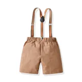 4PCS Boys Outfit Cartoon Crab Shirt and Khaki Shorts Dress Up