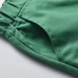 2PCS Boys Outfit Short Sleeve Shirts and Suspender Shorts with Tie