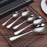 5 Pieces Spoon Silverware Set Smooth Edge Stainless Steel TablewareIce Cream Ice Cream Soup Flavored Coffee Eating Spoon