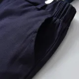 4PCS Boys Outfit Blue Plaid Shirts and Navy Suspender Pants Dress Up