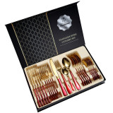 24 Piece Smooth Edge Stainless Steel Tableware Includes Dinner Forks Knives Spoons Gift Box