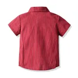 3PCS Boys Outfit Red Short Sleeve Shirt and Suspender Shorts Dress Up