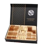 24 Piece Smooth Edge Stainless Steel Tableware Includes Dinner Forks Knives Spoons Gift Box