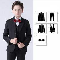 5PCS Boys Outfit Long Sleeve Shirt Suit Vest and Pants with Tie