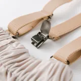 4PCS Boys Outfit White Shirts and Apricot Suspender Shorts Dress Up