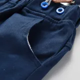 4PCS Boys Outfit Suit Shirts and Suspender Navy Pants Dress Up