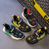 Boy Leather Armored Velcro Casual Running Sneakers Shoes