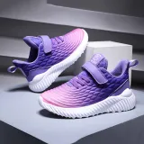 Toddler Kids Leather Breathable Velcro Gradient Sneakers Shoes
