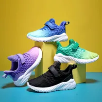 Toddler Kids Leather Breathable Velcro Gradient Sneakers Shoes