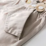 4PCS Boys Outfit White Shirts and Apricot Suspender Shorts Dress Up