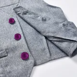 4PCS Boys Outfit Long Sleeve Shirt and Gray Vest Suit Pants Dress Up