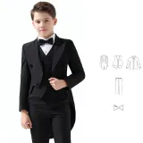 5PCS Boys Tuxedo Outfit White Shirts Suit Vest and Pants with Tie Dress Up