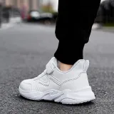 Toddler Kids Leather Velcro Pure Color Sneakers Shoes